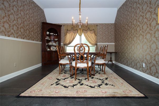 Chandelier, Dining room, Interior, Wood Texture Flooring