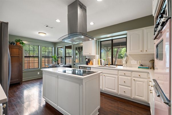 Interior, Kitchen, Recessed Lighting, Wood Texture Flooring