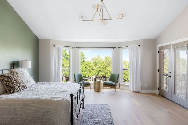Bedroom, Chandelier, Interior, Wood Texture Flooring