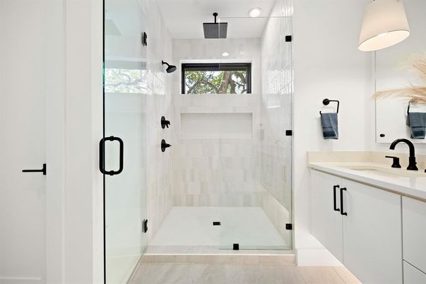 Bathroom, Glass Shower, Interior, Recessed Lighting