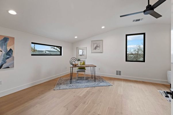 Home Office, Interior, Recessed Lighting, Wood Texture Flooring
