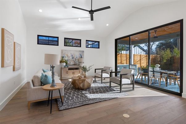 Interior, Living room, Recessed Lighting, Wood Texture Flooring