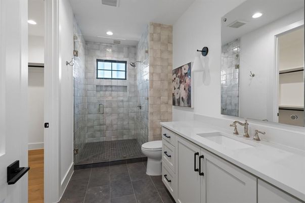Bathroom, Glass Shower, Interior, Recessed Lighting