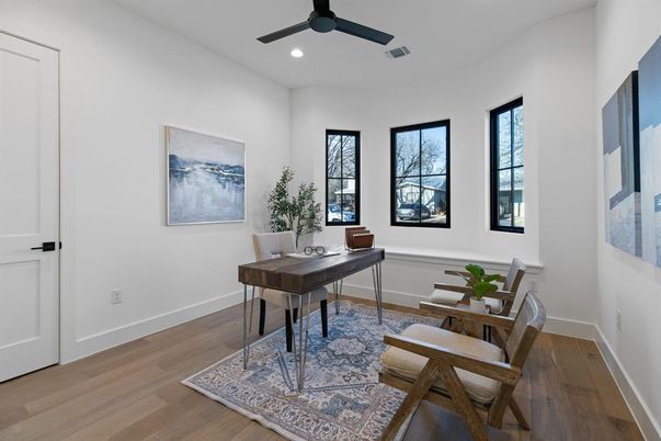Home Office, Interior, Recessed Lighting, Wood Texture Flooring