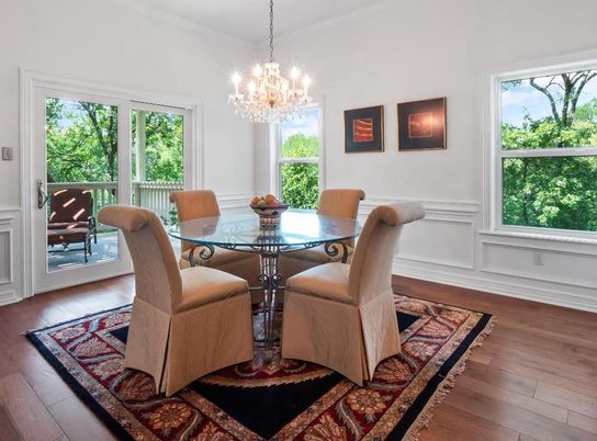 Chandelier, Dining room, Interior, Wood Texture Flooring