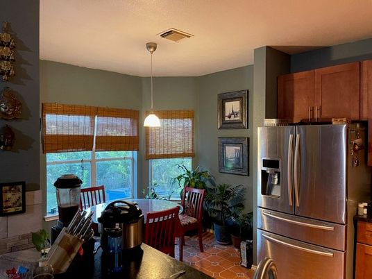 Dining room, Interior, Kitchen, Pendant Lights, Stainless Steel Appliances