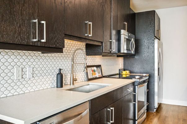 Interior, Kitchen, Stainless Steel Appliances, Wood Texture Flooring