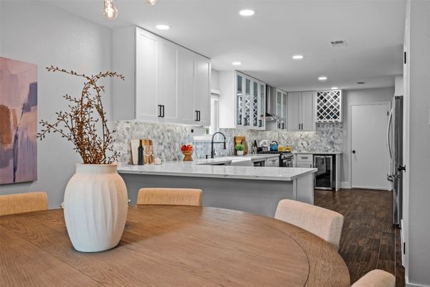 Interior, Kitchen, Recessed Lighting, Wood Texture Flooring