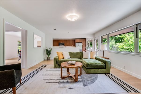Interior, Kitchen, Living room, Stainless Steel Appliances, Wood Texture Flooring