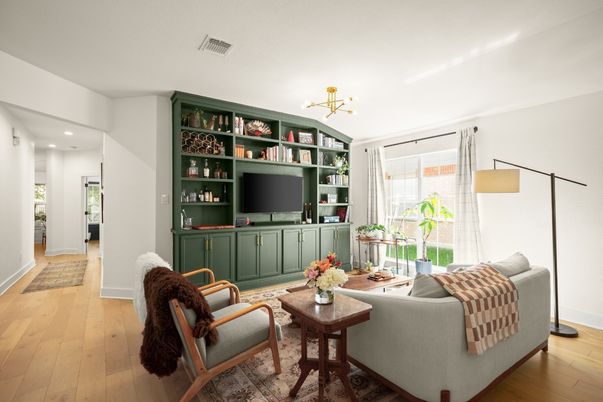 Interior, Living room, Recessed Lighting, Wood Texture Flooring