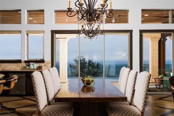Chandelier, Dining room, Interior, Water, Wood Texture Flooring