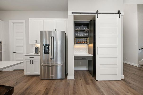 Interior, Kitchen, Stainless Steel Appliances, Wood Texture Flooring