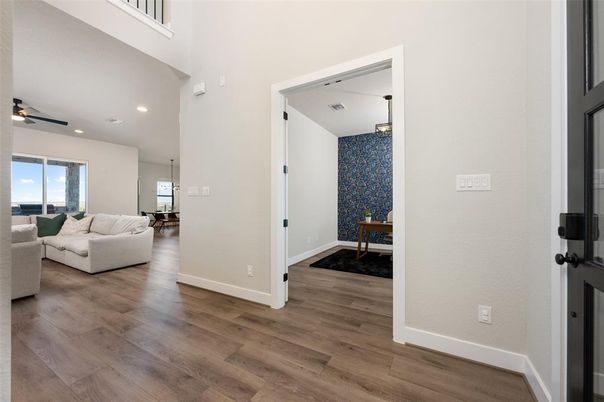 Chandelier, Dining room, Interior, Living room, Pendant Lights, Recessed Lighting, Wood Texture Flooring