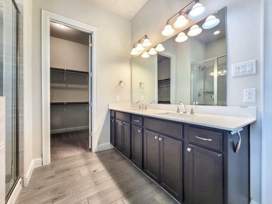 Bathroom, Dual Sink Vanities, Interior, Wood Texture Flooring