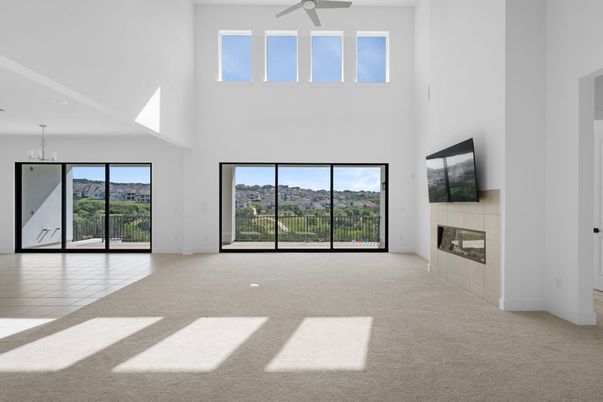 Empty room, Fireplace, Interior, Pendant Lights