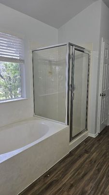 Bathroom, Glass Shower, Interior, Wood Texture Flooring