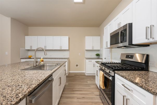 Interior, Kitchen, Stainless Steel Appliances, Wood Texture Flooring