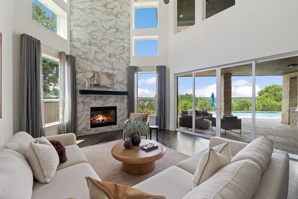 Fireplace, Interior, Living room, Stone Walls, Wood Texture Flooring