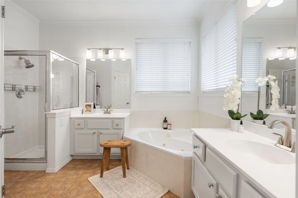 Bathroom, Dual Sink Vanities, Glass Shower, Interior