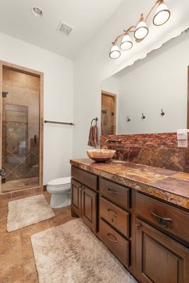 Bathroom, Dual Sink Vanities, Glass Shower, Interior, Recessed Lighting
