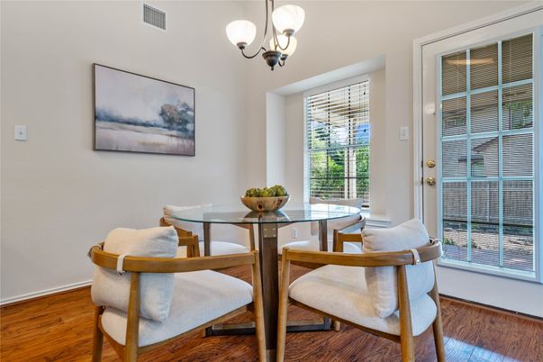 Chandelier, Dining room, Interior, Wood Texture Flooring