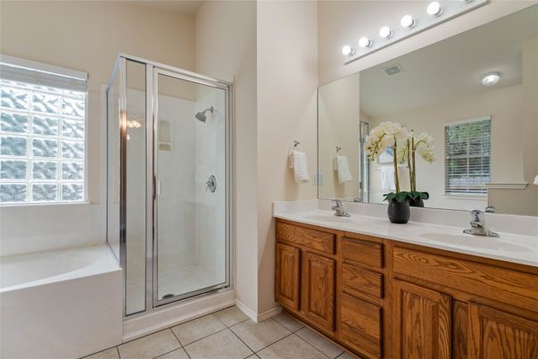 Bathroom, Dual Sink Vanities, Glass Shower, Interior