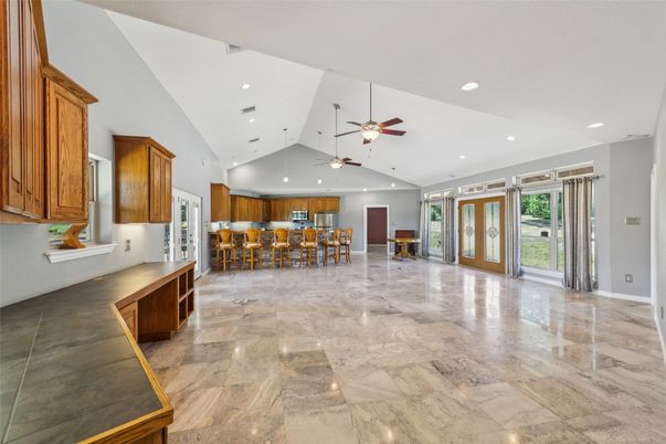 Dining room, Interior, Kitchen, Marble, Recessed Lighting