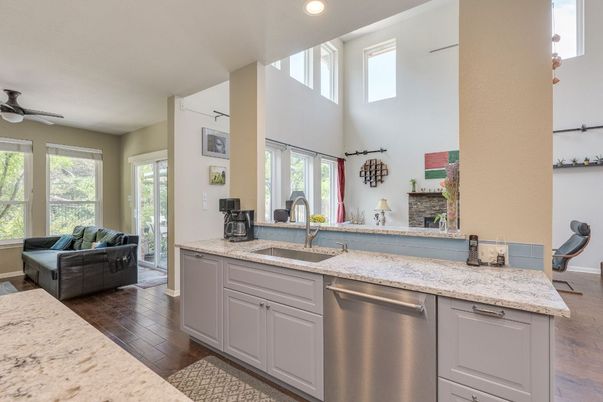 Interior, Kitchen, Recessed Lighting, Wood Texture Flooring