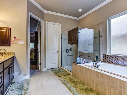 Bathroom, Glass Shower, Interior, Recessed Lighting