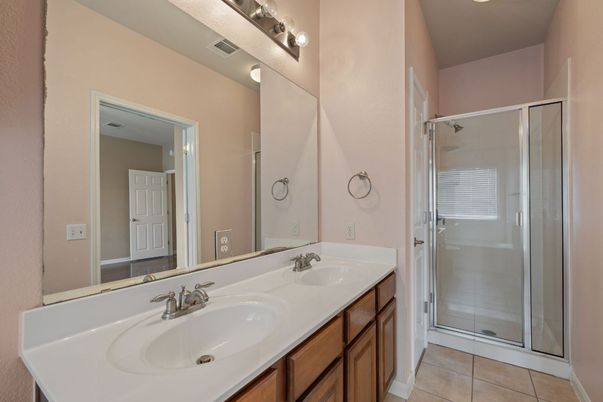 Bathroom, Dual Sink Vanities, Glass Shower, Interior