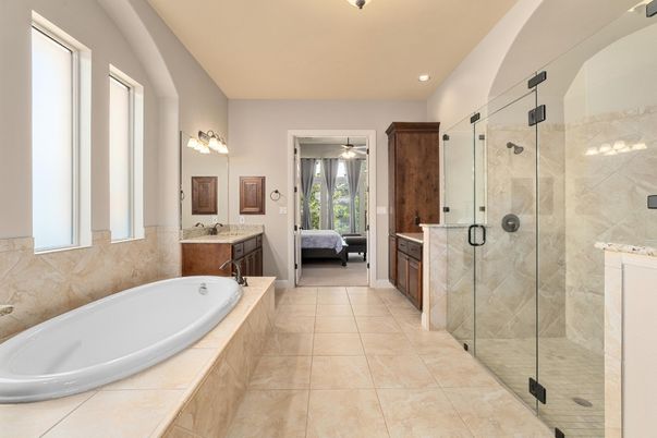 Bathroom, Glass Shower, Interior, Recessed Lighting