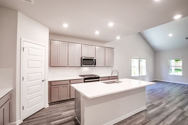 Interior, Kitchen, Recessed Lighting, Wood Texture Flooring