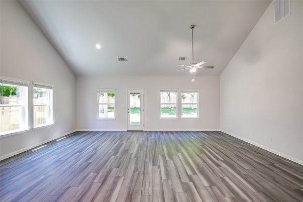 Empty room, Interior, Recessed Lighting, Wood Texture Flooring