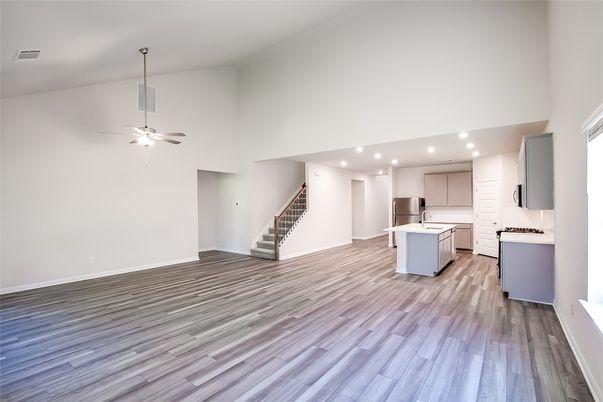 Interior, Kitchen, Recessed Lighting, Wood Texture Flooring