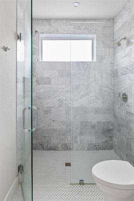 Bathroom, Glass Shower, Interior, Marble Walls