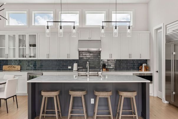Interior, Kitchen, Pendant Lights, Stainless Steel Appliances, Wood Texture Flooring