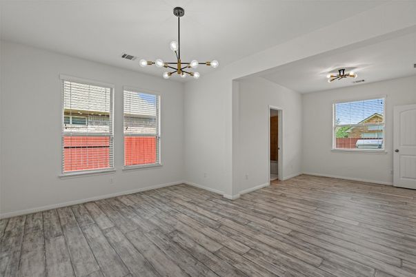 Empty room, Interior, Pendant Lights, Wood Texture Flooring