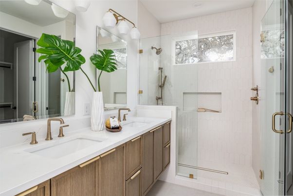 Bathroom, Dual Sink Vanities, Glass Shower, Interior