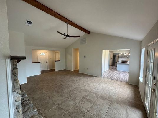 Empty room, Interior, Kitchen, Wooden Beams