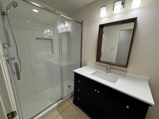 Bathroom, Glass Shower, Interior, Recessed Lighting