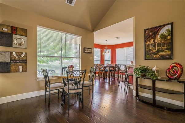 Chandelier, Dining room, Interior, Pendant Lights, Wood Texture Flooring