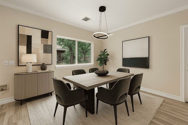 Empty room, Fireplace, Interior, Pendant Lights, Wood Texture Flooring