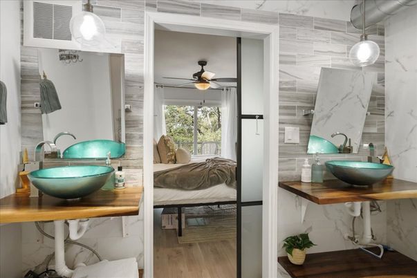 Bathroom, Interior, Marble Walls, Wood Texture Flooring, Wooden Walls