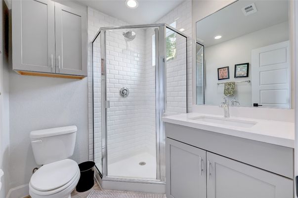 Bathroom, Glass Shower, Interior, Recessed Lighting