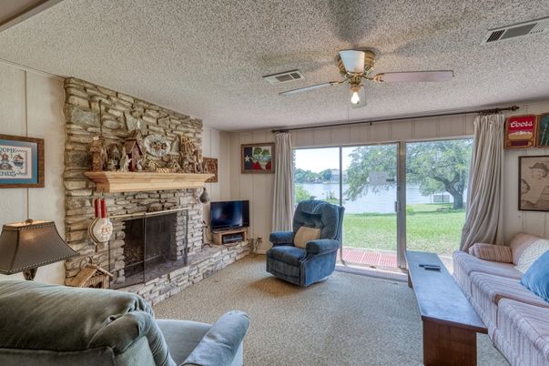 Fireplace, Interior, Living room, Stone Walls, Sun Room