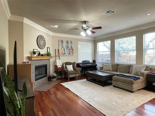 Fireplace, Interior, Living room, Piano, Wood Texture Flooring
