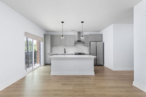 Interior, Kitchen, Pendant Lights, Stainless Steel Appliances, Wood Texture Flooring