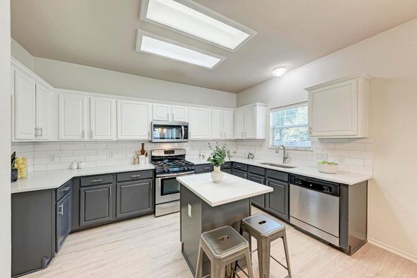 Interior, Kitchen, Stainless Steel Appliances, Wood Texture Flooring