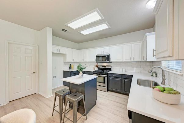 Interior, Kitchen, Stainless Steel Appliances, Wood Texture Flooring