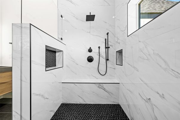 Bathroom, Glass Shower, Interior, Marble Walls